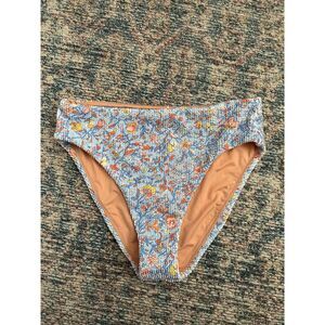 J. Crew Scrunchie Hipster Low Rise Bikini Bottom Medium Blue Afternoon Floral